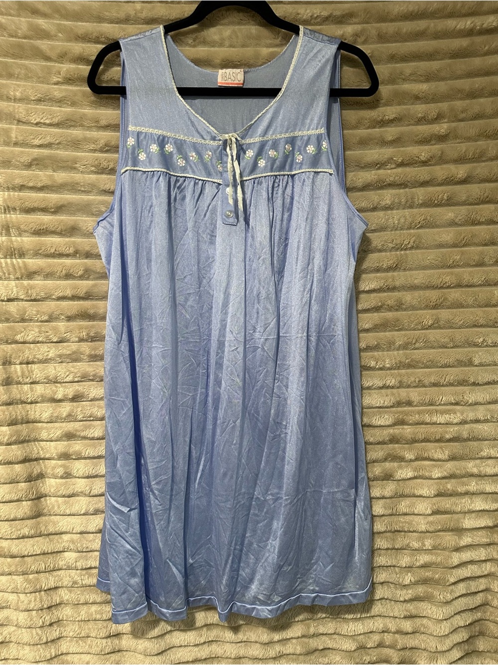 Vintage silky Light Blue Sleeveless Nightdress